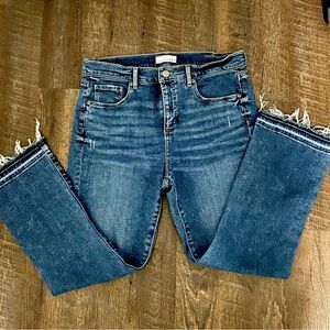 LOFT Blue Distressed Ankle Jeans